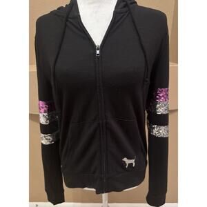 Victoria’s Secret Pink Y2K Hoodie Black Sequins Size S
